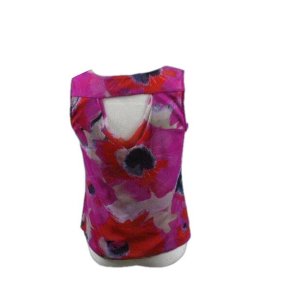 INC Magenta/Red Floral Lightweight Sleeveless Blouse Size Medium - Picture 4 of 6